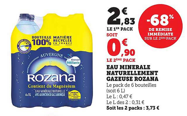 EAU MINERALE NATURELLEMENT GAZEUSE ROZANA