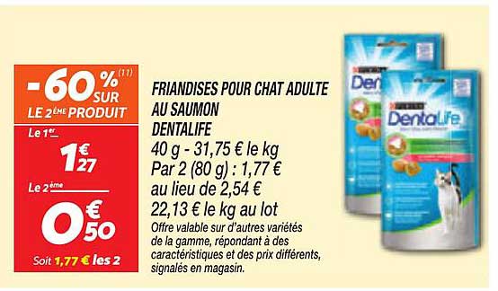 FRIANDISES POUR CHAT ADULTE AU SAUMON DENTALIFE