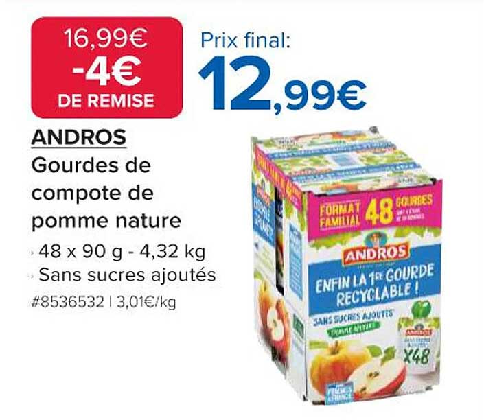 Gourdes de compote de pomme nature