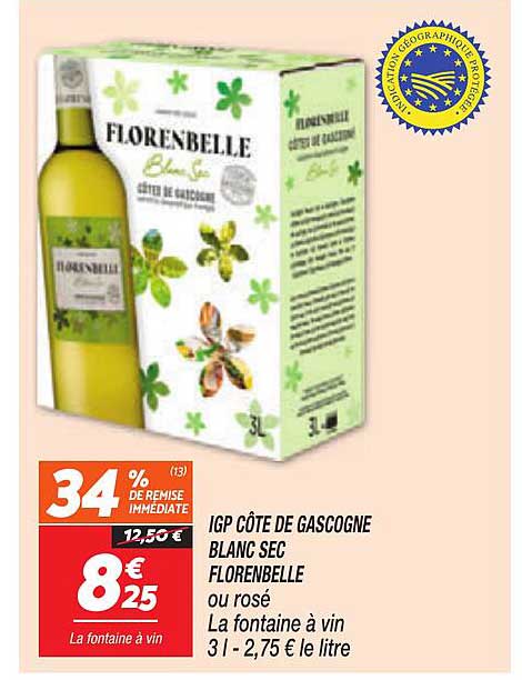 IGP CÔTE DE GASCOGNE BLANC SEC FLORENBELLE ou rosé