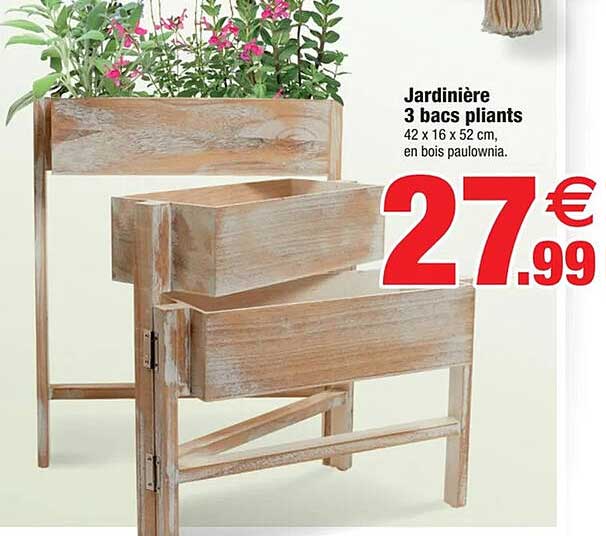 Jardinère 3 bacs pliants