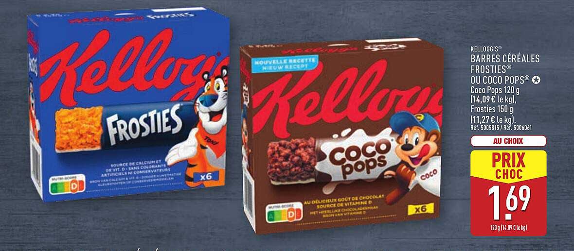 Kellogg's® Barres Céréales Frosties® ou Coco Pops®