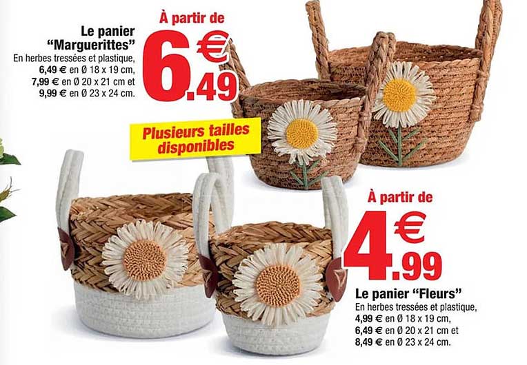 Le panier "Marguerittes" et le panier "Fleurs"