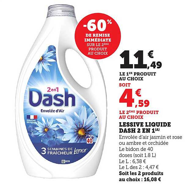 LESSIVE LIQUIDE DASH 2 EN 1