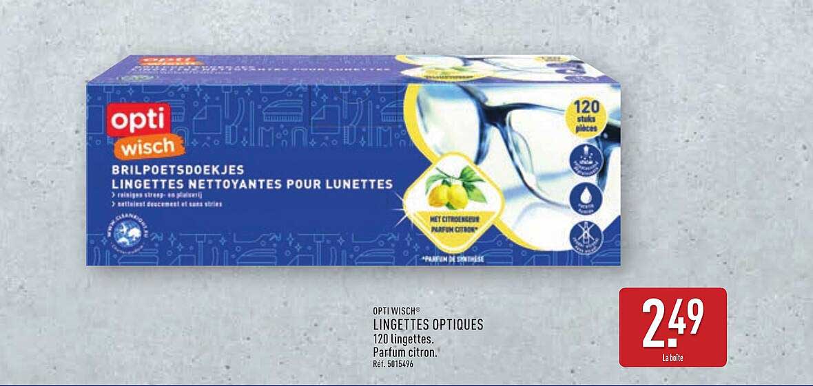LINGETTES OPTIWSCH 120 lingettes. Parfum citron.