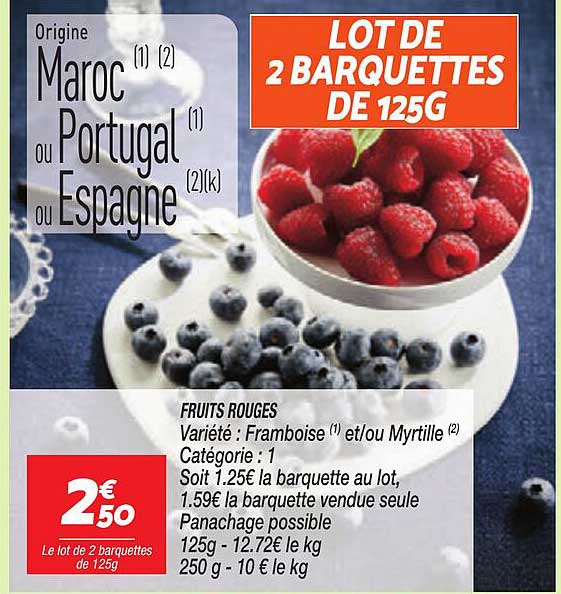 LOT DE 2 BARQUETTES DE 125G