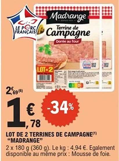 LOT DE 2 TERRINES DE CAMPAGNE(1) “MADRANGE”