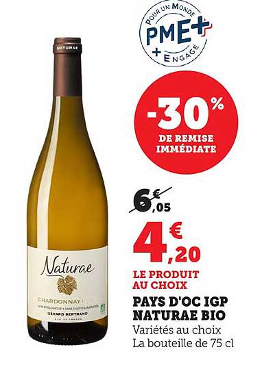 NATURAE CHARDONNAY BIO 30% DE REMISE