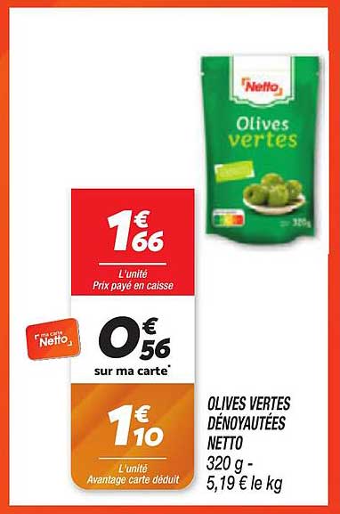 OLIVES VERTES DÉNOYAUTÉES NETTO