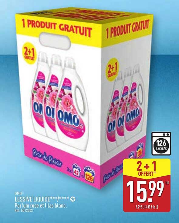OMO® LESSIVE LIQUIDE*** / **** Parfum rose et lilas blanc.