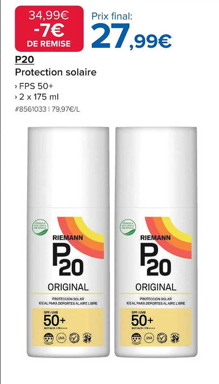 P20 Protection solaire 2 x 175 ml - FPS 50+