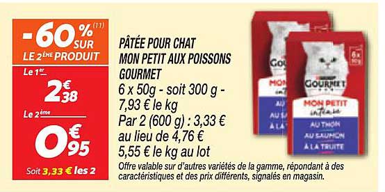 Pâtée pour chat Mon Petit aux poissons Gourmet
