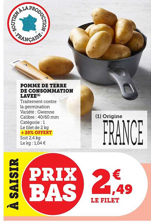 POMME DE TERRE DE CONSOMMATION LAVÉE