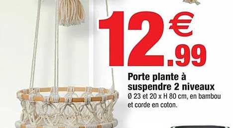 Porte plante à suspendre 2 niveaux
