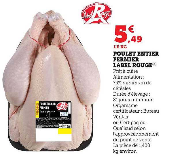 POULET ENTIERS FERMIER LABEL ROUGE