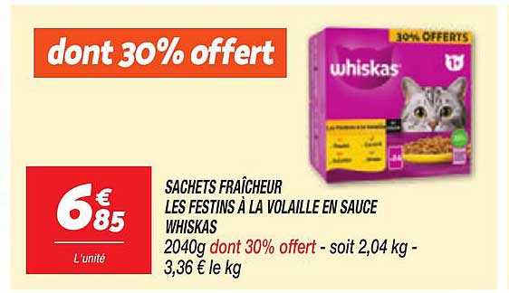 SACHETS FRAÎCHEUR LES FESTINS À LA VOLAILLE EN SAUCE WHISKAS