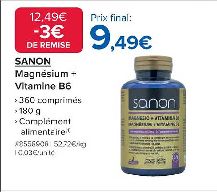 SANON Magnésium + Vitamine B6