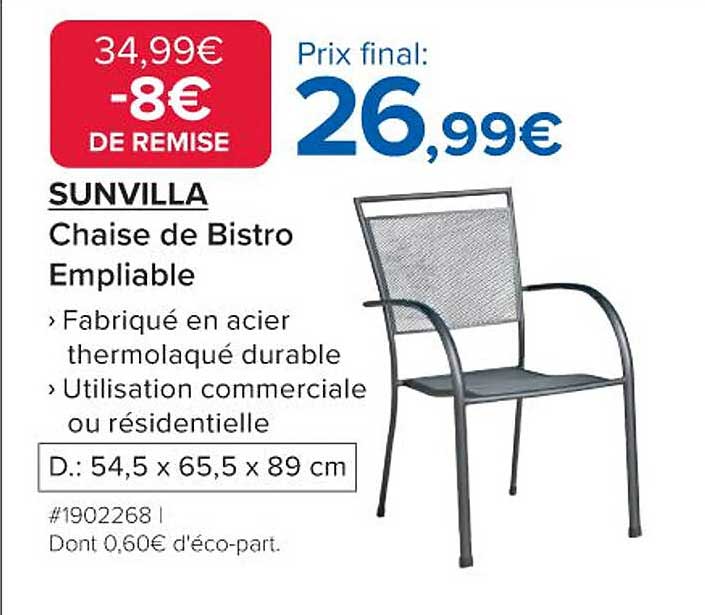 SUNVILLA Chaise de Bistro Empliable