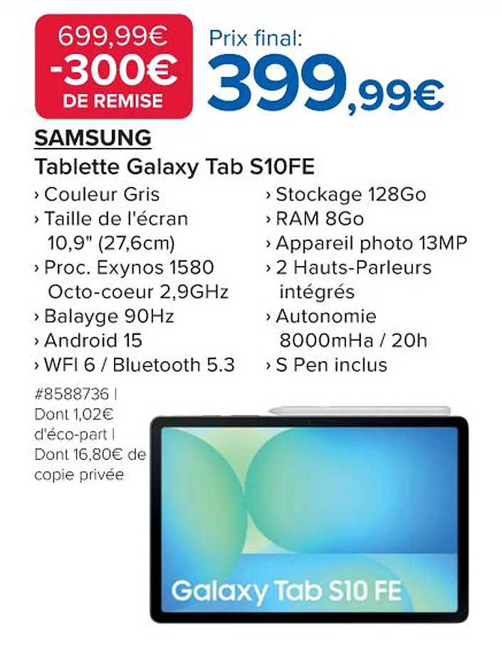 Tablette Galaxy Tab S10FE