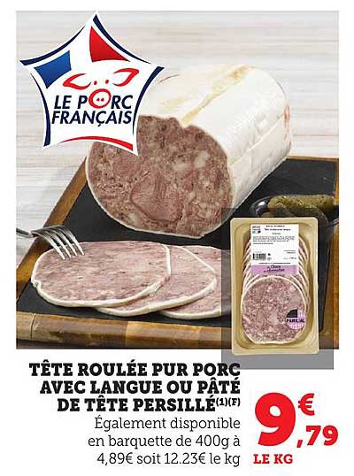 TÊTE ROULÉE PUR PORC AVEC LANGUE OU PÂTÉ DE TÊTE PERSILLÉ