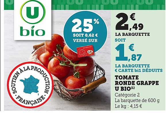 Tomate ronde grappe U bio