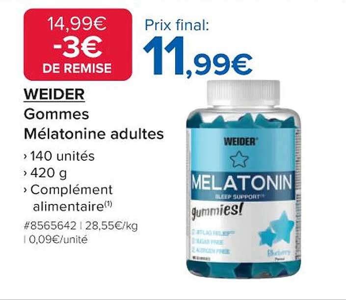 WEIDER Gommes Mélatonine adultes