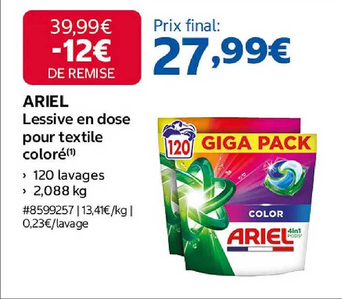 ARIEL Lessive en dose pour textile coloré(1)