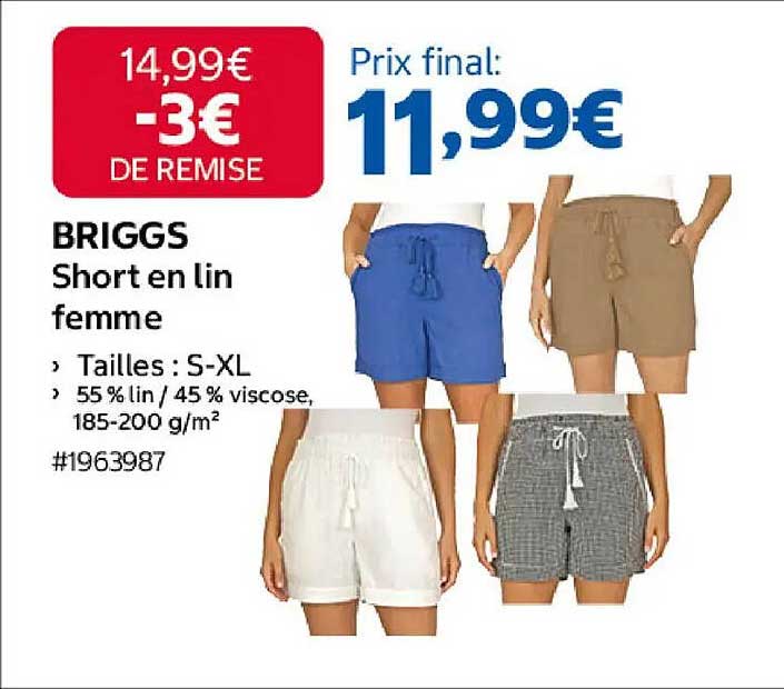 BRIGGS Short en lin femme