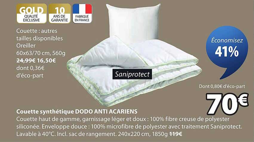 Couette synthétique DODO ANTI ACARIENS