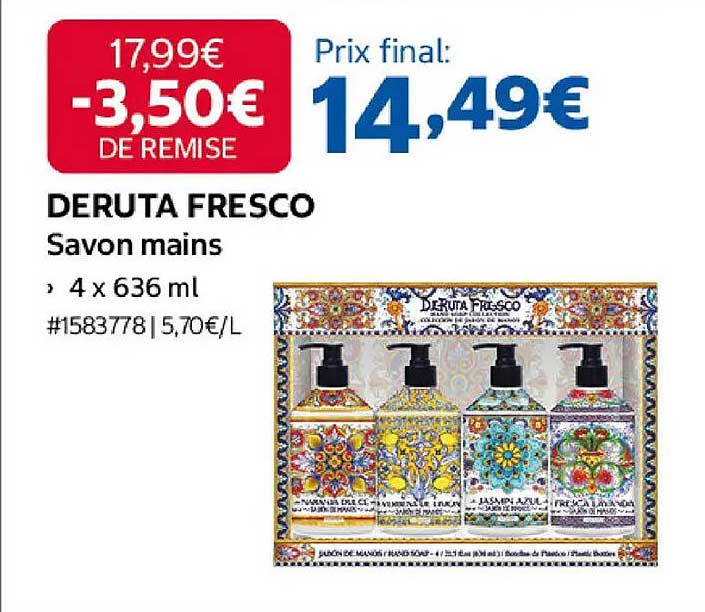 DERUTA FRESCO Savon mains - 4 x 636 ml
