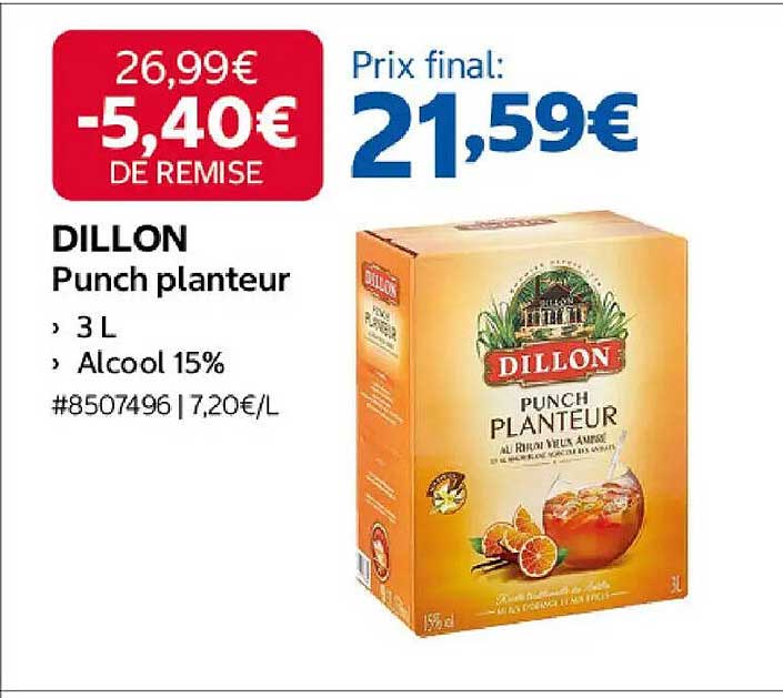 DILLON Punch planteur 3 L Alcool 15%