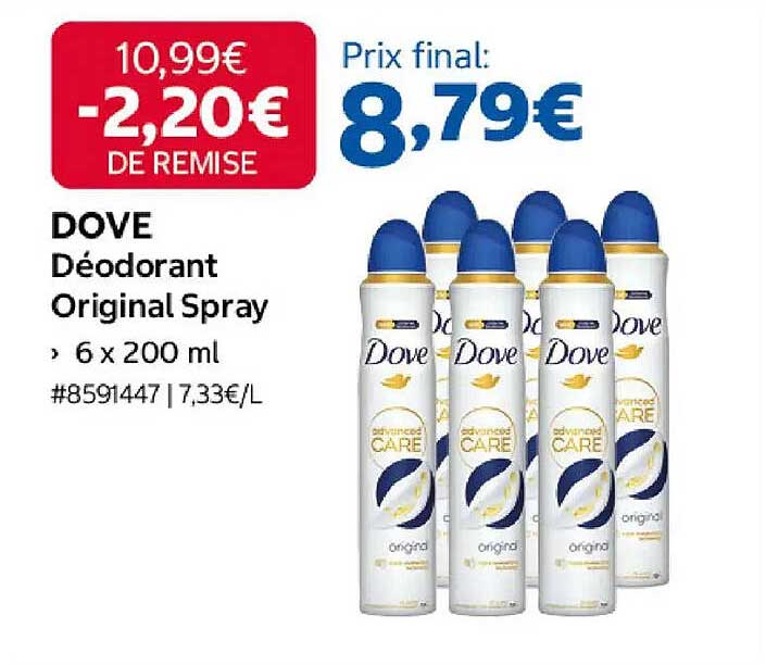 DOVE Déodorant Original Spray 6 x 200 ml
