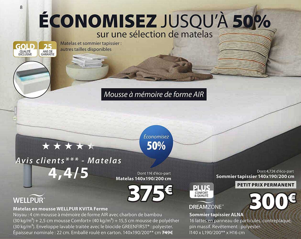 ÉCONOMISEZ JUSQU'À 50% sur une sélection de matelas