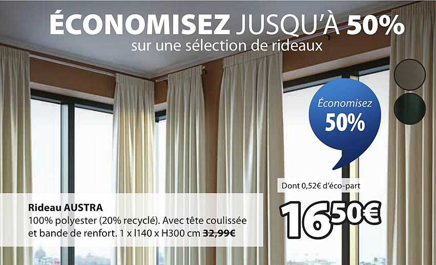 ÉCONOMISEZ JUSQU'À 50% sur une sélection de rideaux