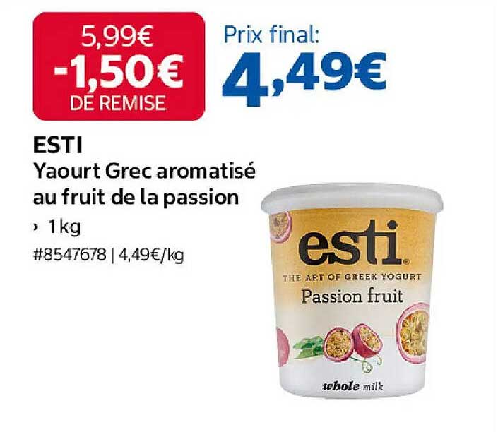 ESTI Yaourt Grec aromatisé au fruit de la passion 1kg