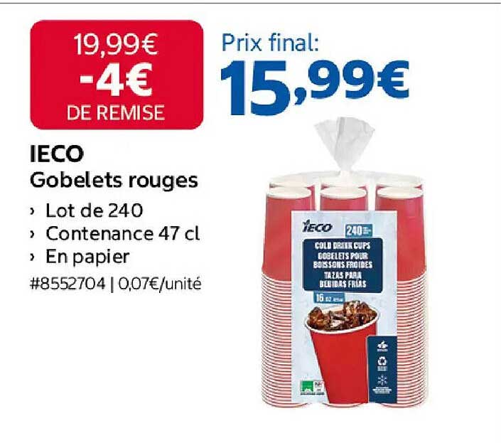 IECO Gobelets rouges