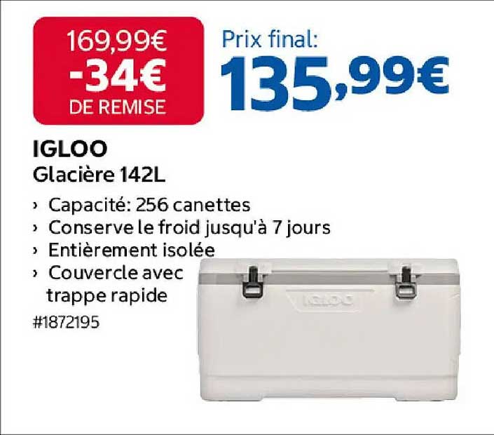 IGLOO Glacière 142L