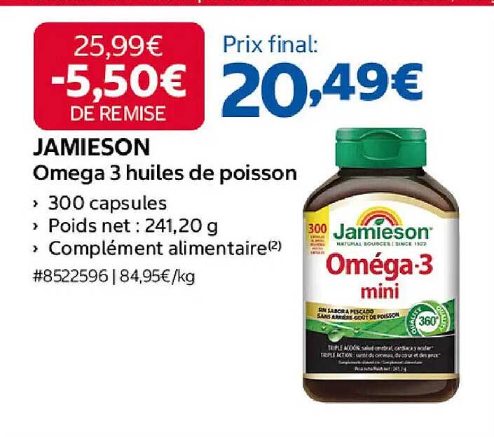 JAMIESON Omega 3 huiles de poisson