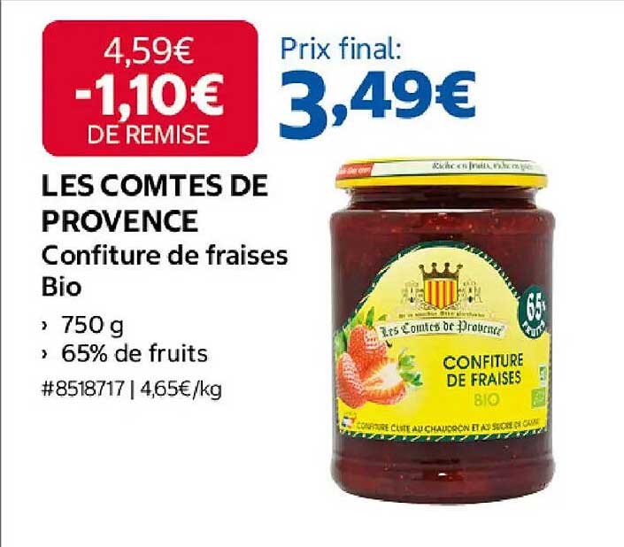 LES COMTES DE PROVENCE Confiture de fraises Bio