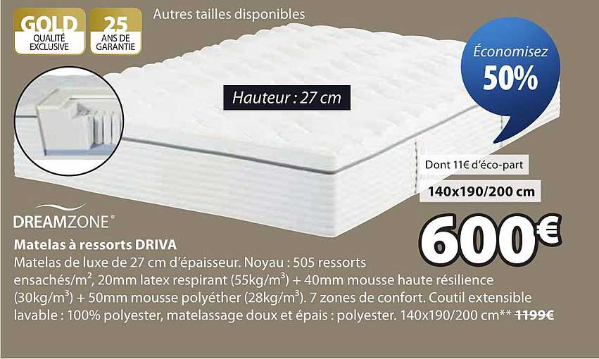 Matelas à ressorts DRIVA