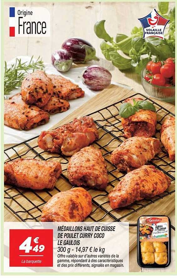 MÉDAILLONS HAUT DE CUISSE DE POULET CURRY COCO LE GAULOIS
