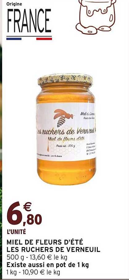 MIEL DE FLEURS D'ÉTÉ LES RUCHERS DE VERNEUIL