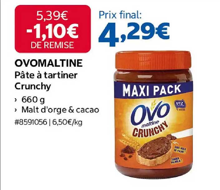 OVOMALTINE Pâte à tartiner Crunchy