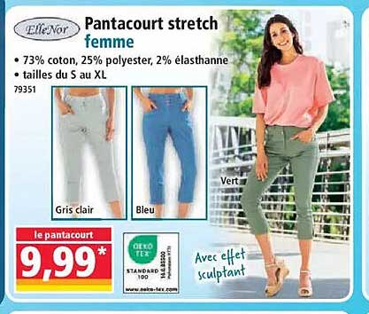 Pantacourt stretch femme