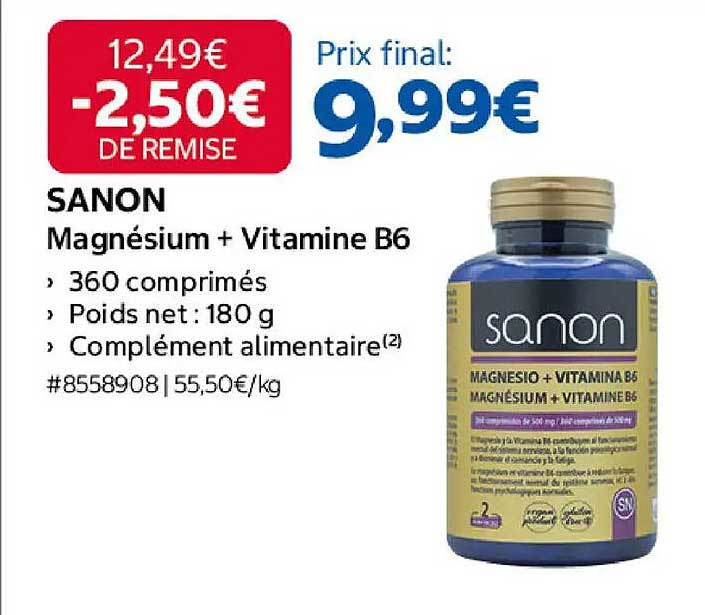 SANON Magnésium + Vitamine B6