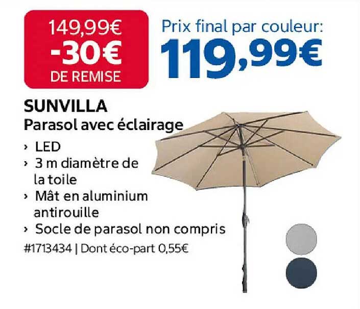 SUNVILLA Parasol avec éclairage