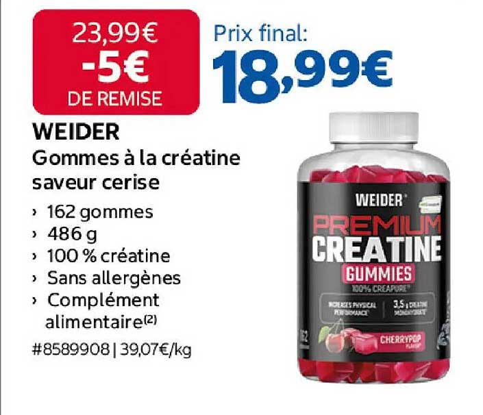 WEIDER Gommes à la créatine saveur cerise