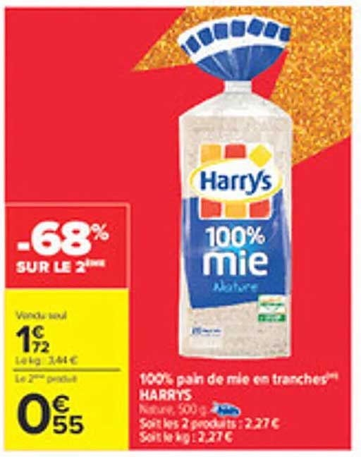 100% pain de mie en tranches HARRYS