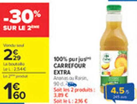 100% pur jus CARREFOUR EXTRA
