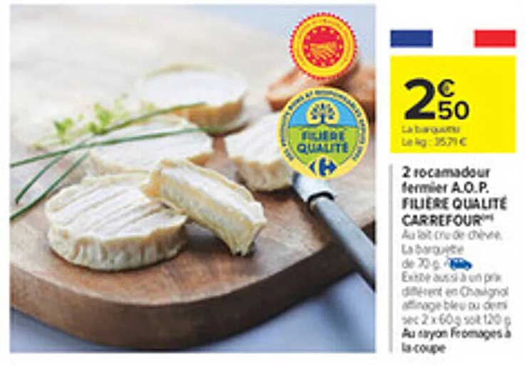 2 rocamadour fermier A.O.P. FILIÈRE QUALITÉ CARREFOUR